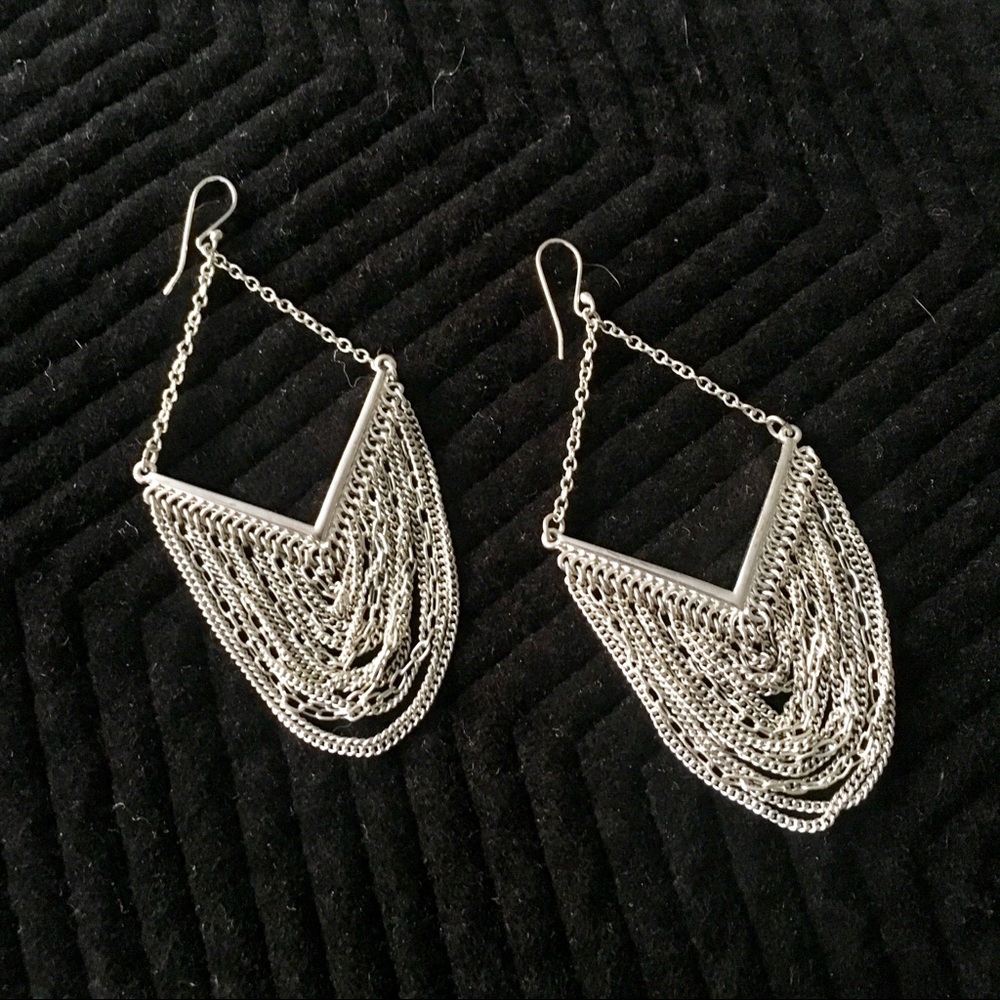 Silver Chain Long Earrings